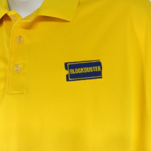 BLOCKBUSTER VIDEO Vintage Yellow Polo Shirt Employee Uniform Shirt NEW - Picture 3 of 6